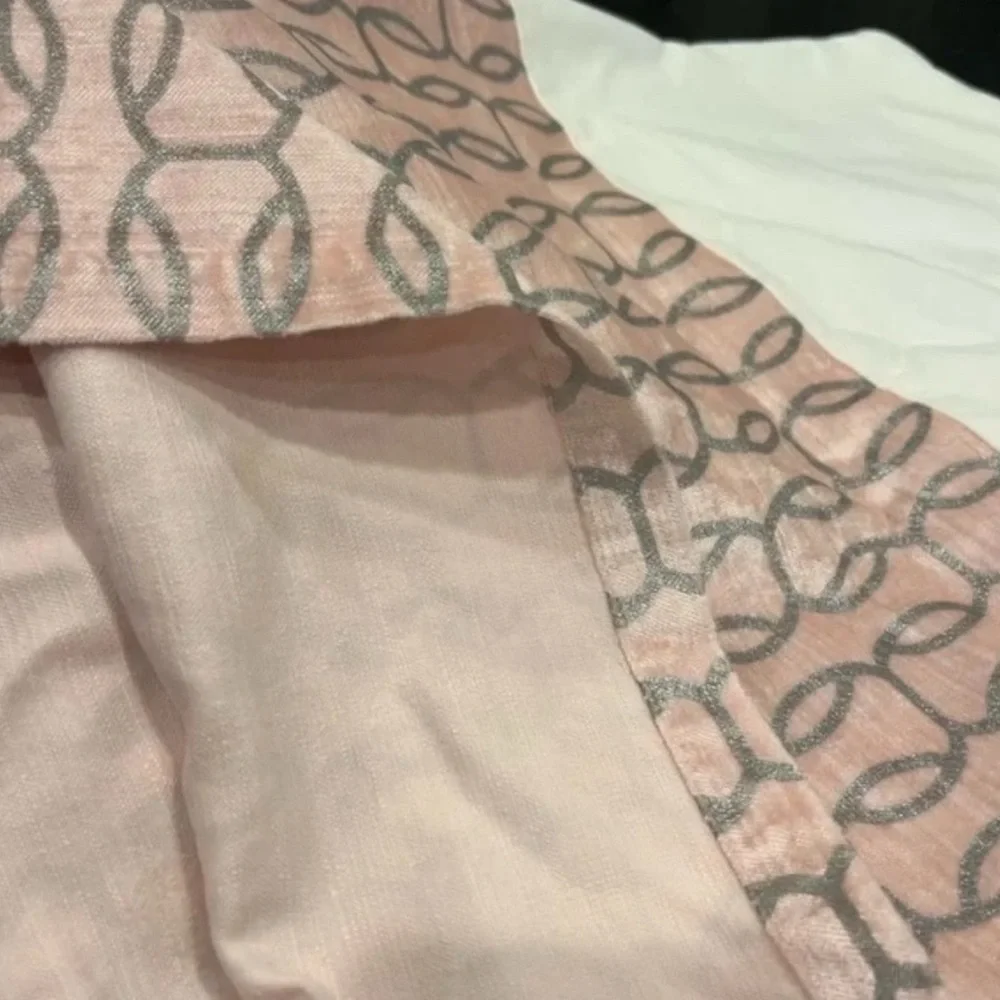 Pottery Barn Baby Amelia Velvet Crib Skirt Blush Pink Silver Metallic NWT
